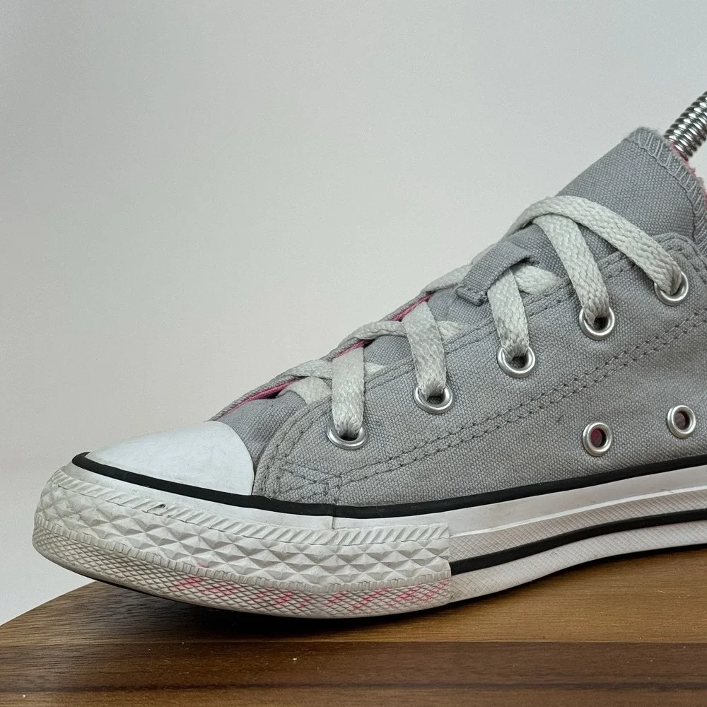 Big Kids Girls Converse CTAS Double Tongue Gray Pink Low Sneakers Shoes Size 3 Y